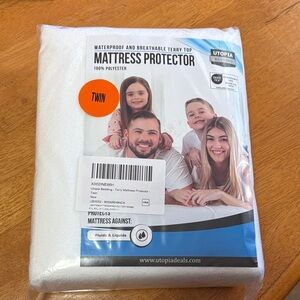 NEW! White Mattress Protector - Terry Top - Waterproof and Breathable- Twin